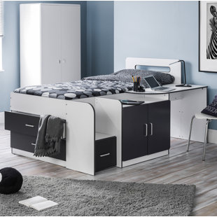 Full Size Loft Bed With Desk Wayfair Co Uk Bolatice Single Bunk Bed With Drawers Shelves Desk And Cabin Mattress