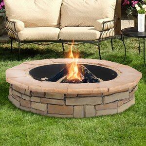 Random Stone Concrete Wood Burning Fire Pit