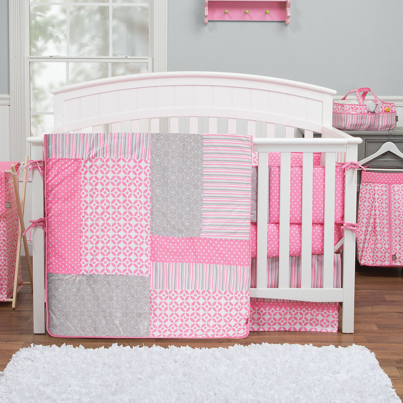 Bedding Pink Gingham Porta Crib Bumper Nursery Bedding Nursery