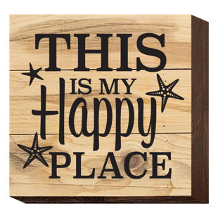 18/" L Stenciled Wood Sign Block /"This is my Happy Place/"