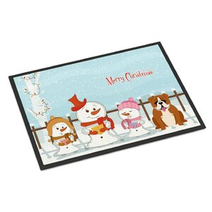 Merry Christmas Carolers English Bulldog Doormat