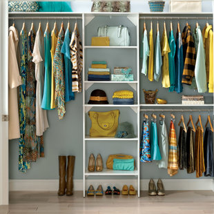 Closet Systems Organizers You Ll Love Wayfair Suitesymphony 84 W 120 Closet System With Top Shelves