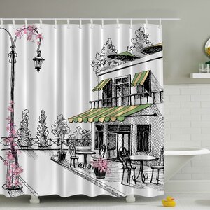 European Cafu00e9 Print Shower Curtain