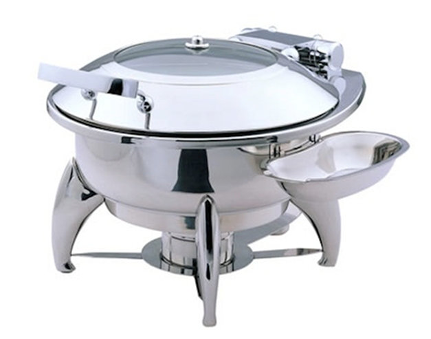 Large Round Chafing Dish With Glass Lid And Base Large Round Chafing Dish With Glass Lid And Base