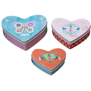 3-tlg. Aufbewahrungsboxen-Set Vintage Heart aus ..