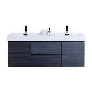 tenafly 60 double wall mount modern bathroom vanity set