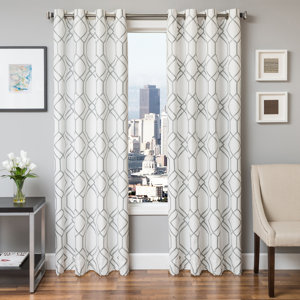 Sierra Geometric Grommet  Single Curtain Panel