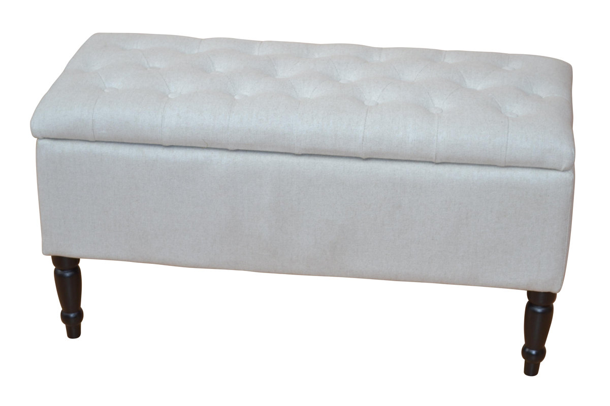 Home & Haus Gepolsterte Schlafzimmerbank Jenny mit Stauraum aus Holz