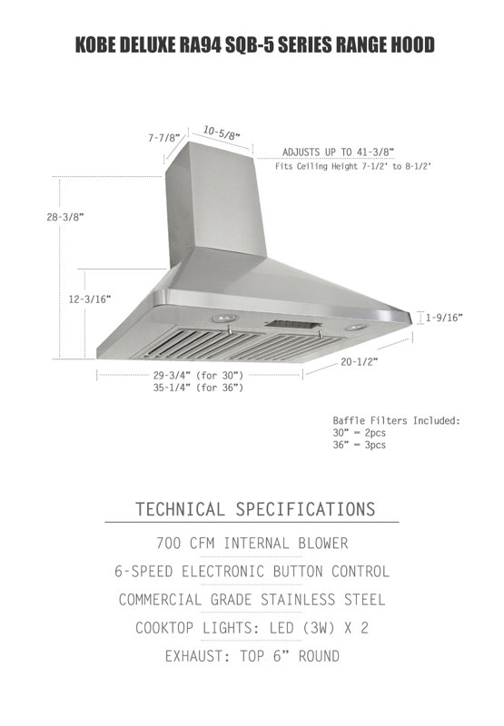 Kobe Range Hoods 30" Deluxe 700 CFM Ducted Wall Mount Range Hood & Reviews Wayfair