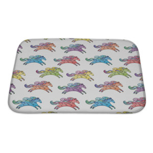 Animals Funny Doodle Sketch Style Animals Bath Rug