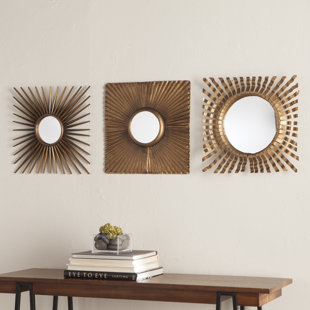 Mirror Sets You Ll Love Wayfair 3 Piece Antique Gold Decorative Mirror Set