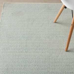 Herringbone Hand Woven Blue Area Rug