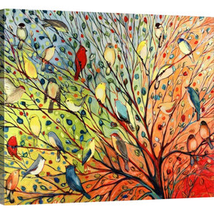 Twenty Seven Birds' by Jennifer Lommers Framed Graphic Art Print on Canvas