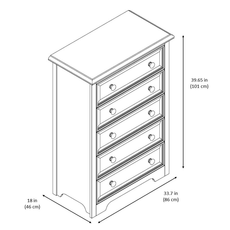 Cherry Graco Brooklyn 5 Drawer Chest Armoires Chests Dressers