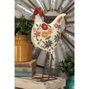 Multi-colored Metal Rooster Figurine