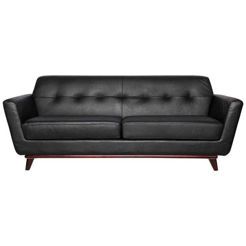 George Oliver Bureen Modern Tufted Faux Leather Sofa | Wayfair