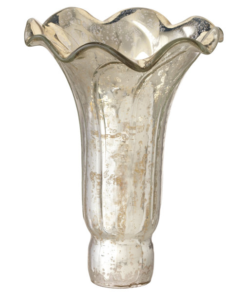 6 in Hand Blown Lily Glass Shade, Silver Mercury Glass