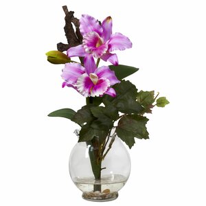 Mini Cattleya with Fluted Vase Silk Flowers