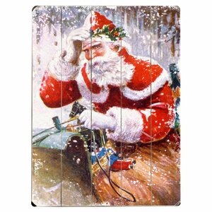 Santa Painting Print Multi-Piece Image on Wood