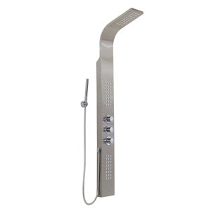 Sutherland Rain Waterfall Shower Panel with Jets and Hand Shower Diverter/Thermostatic