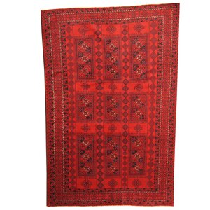 Balouchi Hand-Knotted Red/ Navy Area Rug