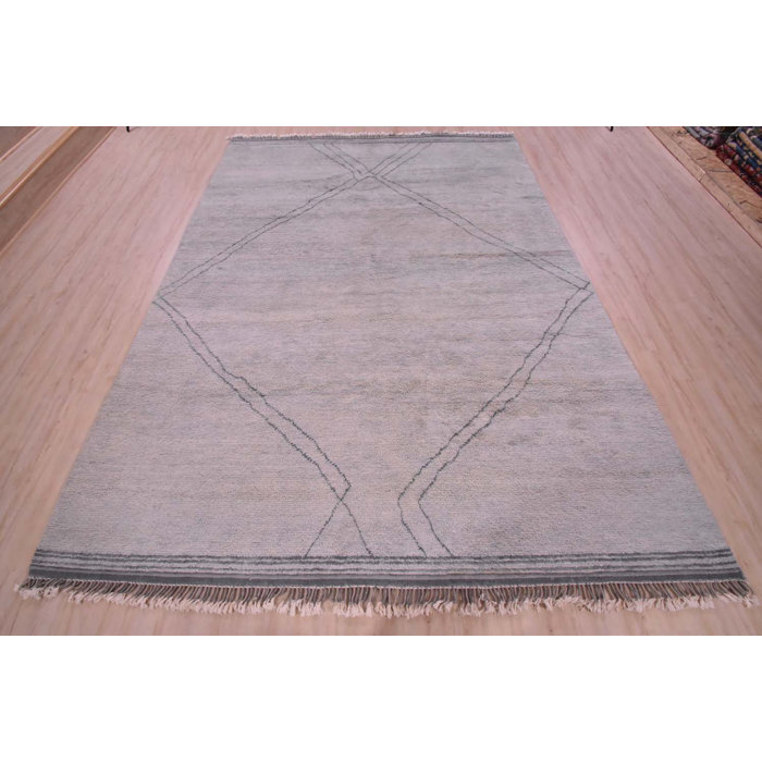 One Of A Kind Za Moroccan Hand Knotted 7 9 X 10 2 Wool Purple Area Rug