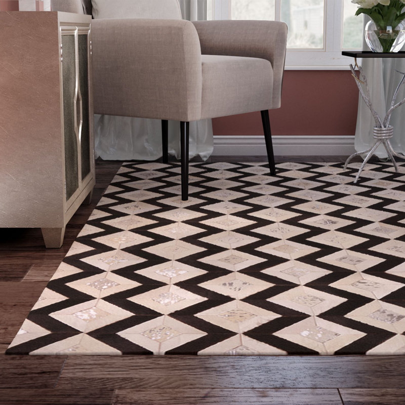Mercer41 David Handmade Black Cream Area Rug Wayfair David Handmade Black Cream Area Rug