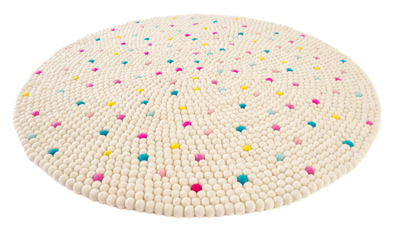 Walk On Me Happy as Larry Sprinkles Felt Ball Rug & Reviews Wayfair