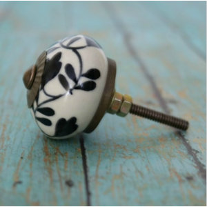 Floral Design Ceramic Round Knob (Set of 2)