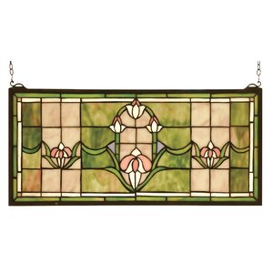 Victorian Tulips Transom Stained Glass Window