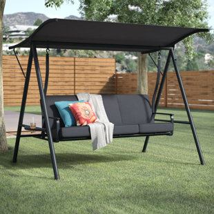 Porch Swings With Canopies You Ll Love Wayfair Marquette 3 Seat Cushion Porch Swing With Stand