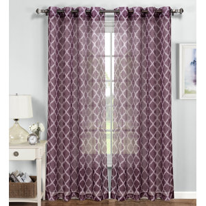 Newbury Quatrefoil Geometric Sheer Grommet Single Curtain Panel