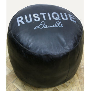 Pouf Rustique aus Leder von TheWoodTimes
