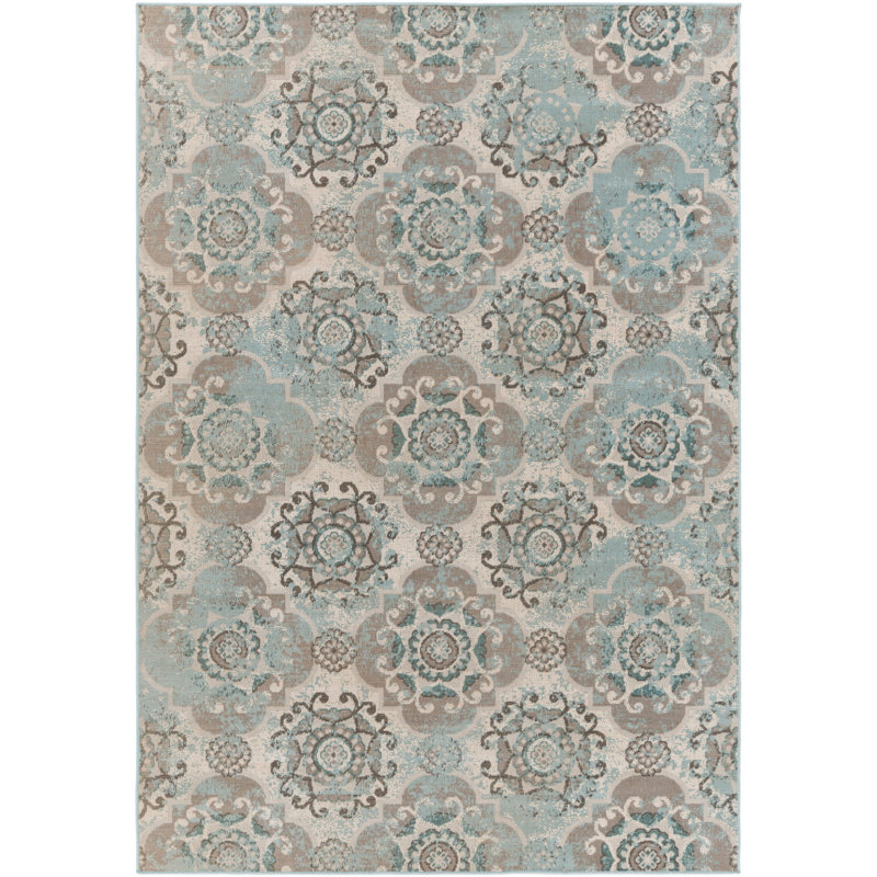 Ophelia Co Raquel Machine Woven Teal Silver Gray Area Rug Raquel Machine Woven Teal Silver Gray Area Rug