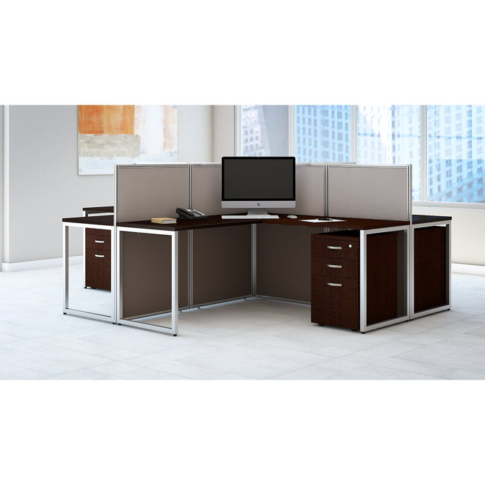 Bush Business Furniture Easy Office 60w 4 Person L Shaped Desk Easy Office 60w 4 Person L Shaped Desk
