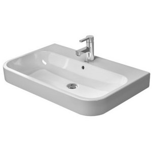 Happy D.2 Console Porcelain Rectangular Bathroom Sink with Overflow