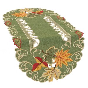 Delicate Leaves Embroidered Cutwork Fall Table Runner