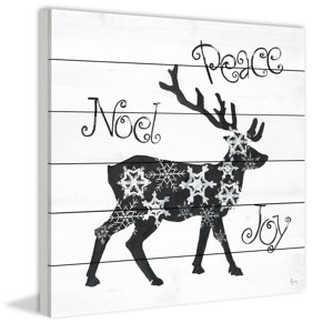'Cerf Des Neiges' Painting Print on White Wood