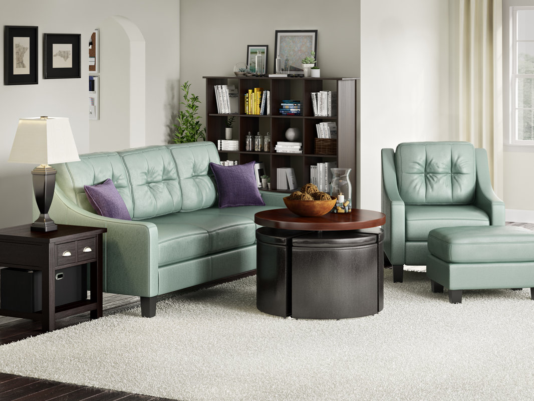 Red Barrel Studio Dempsey Gas Lift Coffee Table with Ottomans & Reviews