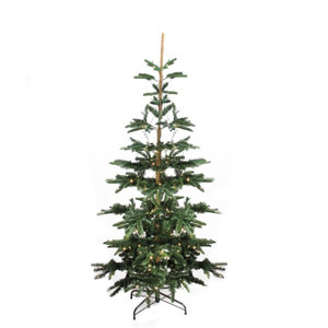 Pre-Lit Layered Noble 7.5' Green Fir Artificial Christmas Tree with 250 Warm Clear LED Lights with Stand