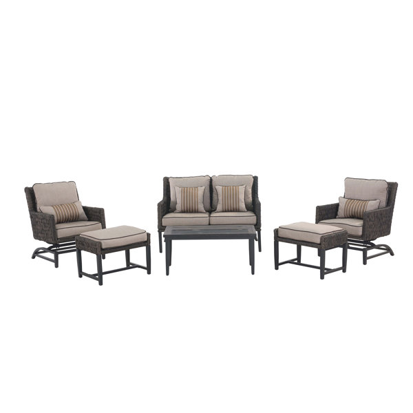Darby Home Co Barmadale 6 Piece Rattan Rocker Sofa Set With Cushions Darby Home Co Barmadale 6 Piece Rattan Rocker Sofa Set With Cushions Wayfair