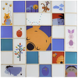 Disney Pooh and Friends Random Sized Glass Mosaic Tile in Blue