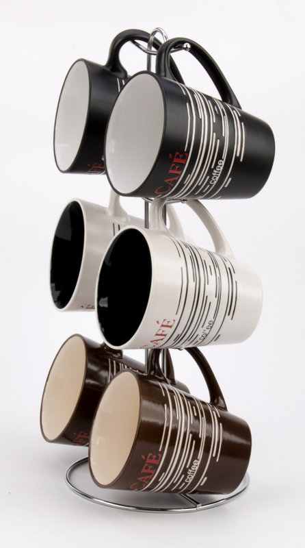 Wee S Beyond 6 Piece 12 Oz V Shaped Coffee Mug Set With Stand V Shaped Coffee Mug Set With Stand