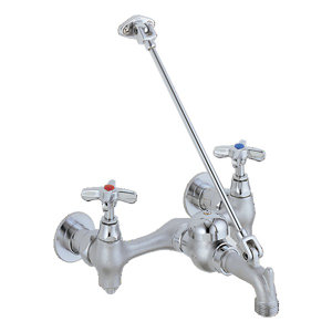 28T Series Wall Mount Garage Faucet with Vacuum Breaker Spout and Double Cross Handle