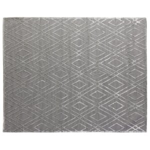 Hand-Knotted Wool/Silk Platinum Area Rug