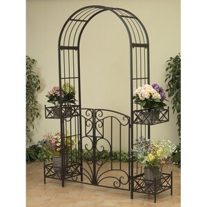 Garden Metal Arbor with Gates and Planters