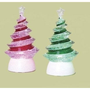 LED Lighted Color Changing Swirl Tree Christmas Glitterdomes 85 Set Of 2 LED Lighted Color Changing Swirl Tree Christmas Glitterdomes 85 Set Of 2