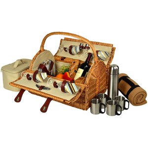 Yorkshire Picnic Basket with Blanket and Coffee Flask for Four
