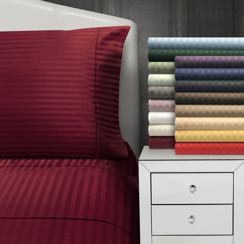 Hogansville 300 Thread Count Striped 100 Egyptian Quality Cotton Hogansville 300 Thread Count Striped 100 Egyptian Quality Cotton Sheet Set