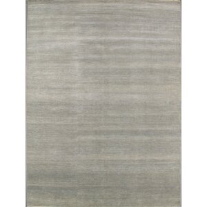 Modern Contemporary Transitional Hand-Knotted Silk and Wool Gray Area Rug